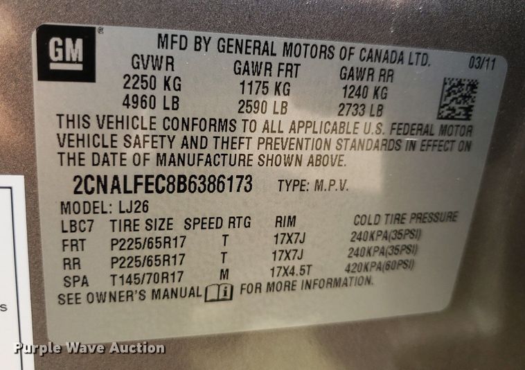 image for item IP9274 2011 Chevrolet Equinox  SUV