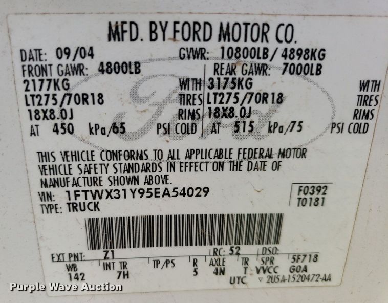 image for item IP9307 2005 Ford  F350 Super Duty  SuperCab pickup truck