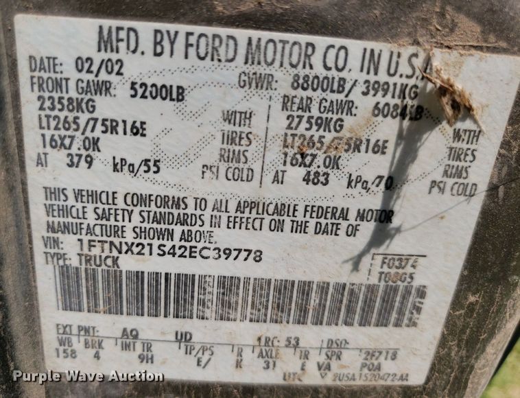 image for item IP9309 2002 Ford F250 Super Duty  SuperCab pickup truck