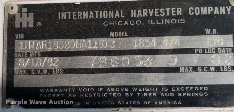 image for item IP9313 1983 International 1854  bucket truck