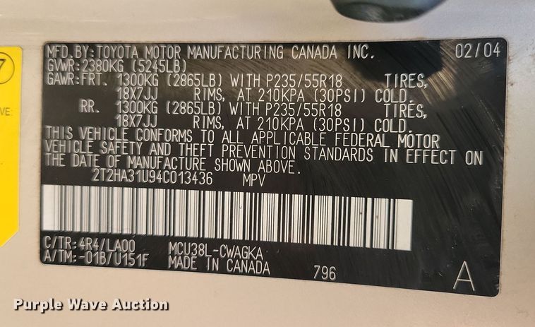 image for item JO9142 2004 Lexus RX 330  SUV