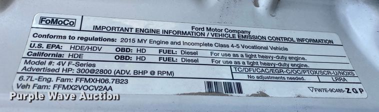 image for item KB9479 2015 Ford F450 Super Duty  street sweeper truck