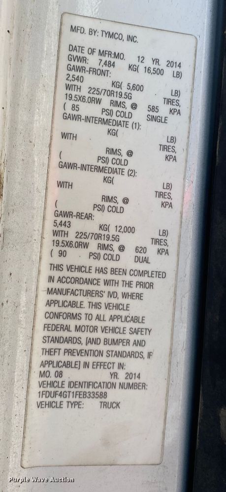 image for item KB9479 2015 Ford F450 Super Duty  street sweeper truck