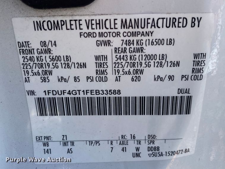 image for item KB9479 2015 Ford F450 Super Duty  street sweeper truck