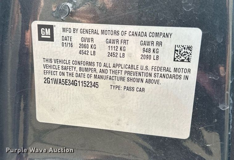 image for item KL9129 2016 Chevrolet Impala