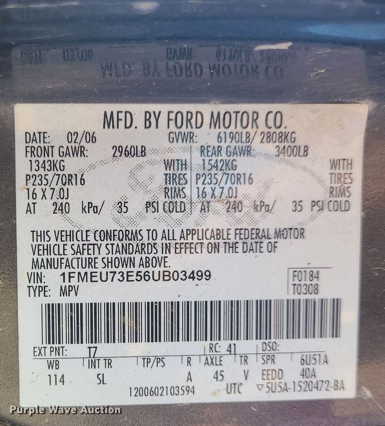 image for item LE9196 2006 Ford Explorer  SUV