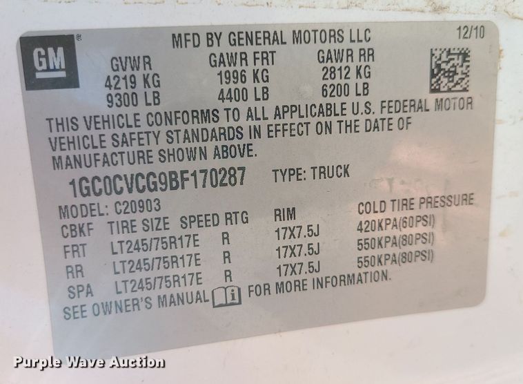 image for item LE9198 2011 Chevrolet Silverado 2500HD  pickup truck