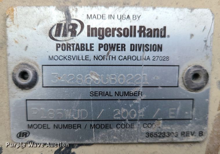 image for item LE9229 Ingersoll Rand 185WJD  air compressor