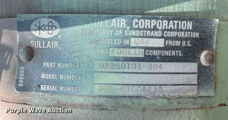 image for item LF9283 Sullair  air compressor