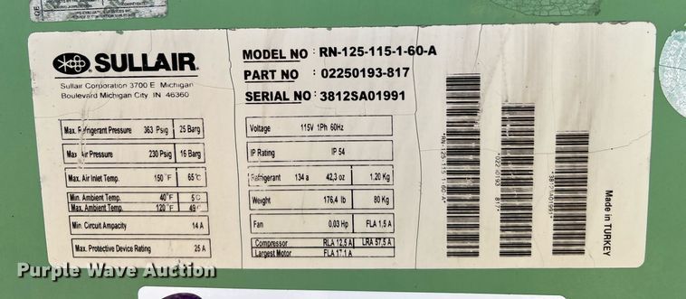 image for item LF9285 Sullair RN125  air dryer