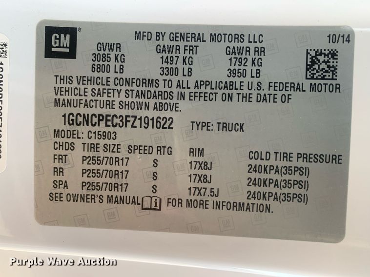 image for item LH9684 2015 Chevrolet Silverado 1500  pickup truck