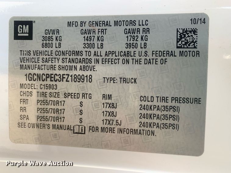 image for item LH9685 2015 Chevrolet Silverado 1500  pickup truck