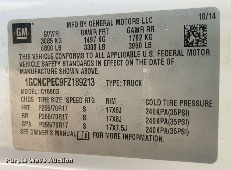 image for item LH9686 2015 Chevrolet Silverado 1500  pickup truck