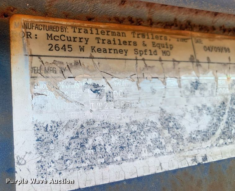 image for item LH9707 1998 Trailerman  equipment trailer