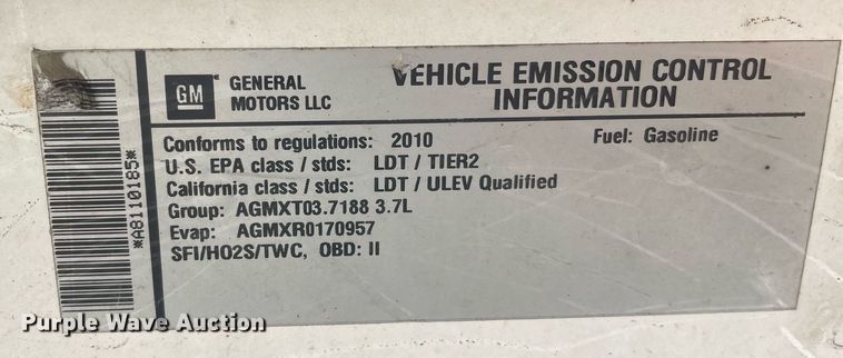 image for item LJ9763 2010 Chevrolet Colorado  Ext. Cab pickup truck