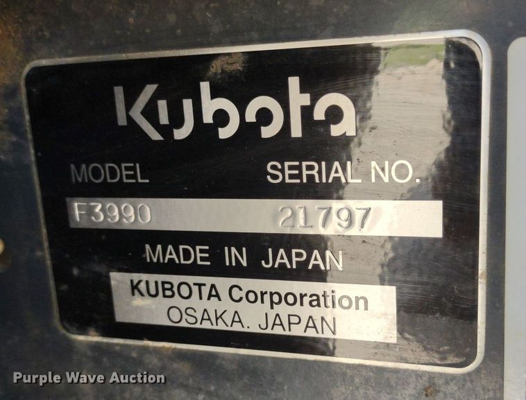 image for item LL9162 2020 Kubota F3990  lawn mower