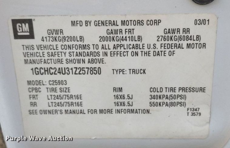 image for item LL9245 2001 Chevrolet Silverado 2500HD  pickup truck