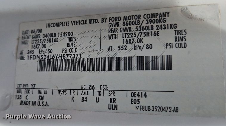 image for item LL9264 2000 Ford E250  van