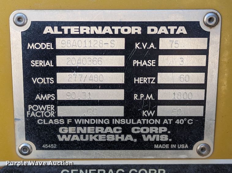 image for item LM9801 1998 Olympian  generator
