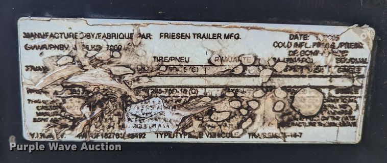 image for item LM9812 2006 Friesen  tilt deck equipment trailer