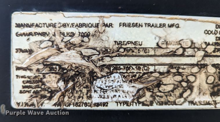 image for item LM9812 2006 Friesen  tilt deck equipment trailer