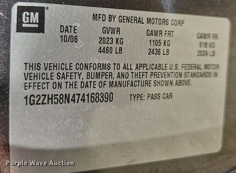 image for item LW9741 2007 Pontiac G6