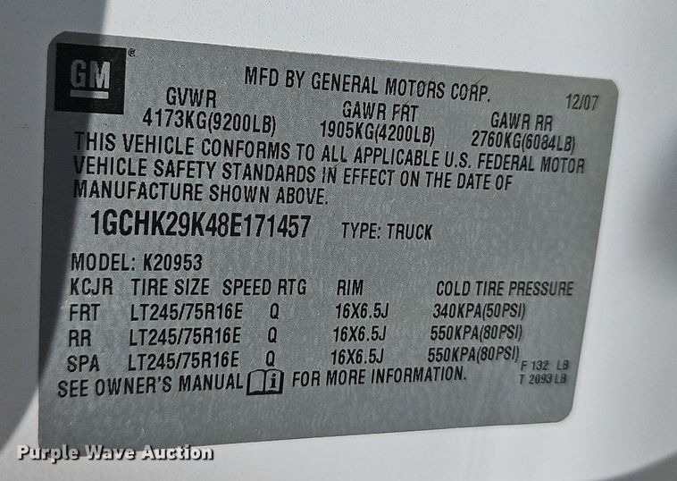 image for item LW9742 2008 Chevrolet Silverado 2500HD  Ext. Cab pickup truck