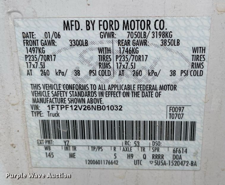 image for item LY9743 2006 Ford F150  pickup truck