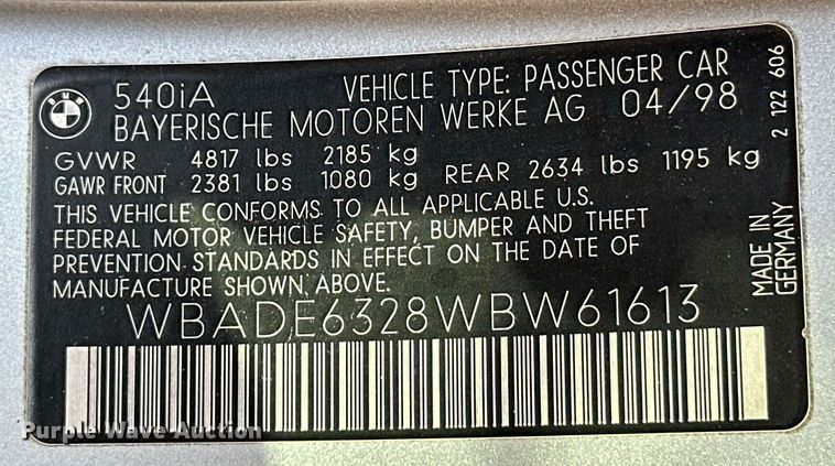 image for item MB9533 1998 BMW 540i