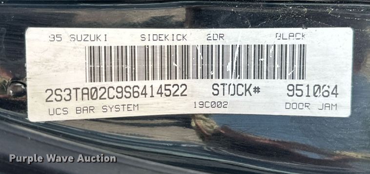 image for item MB9536 1995 Suzuki Sidekick JX  SUV