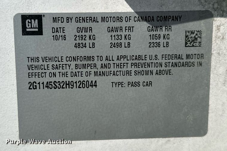 image for item MB9619 2017 Chevrolet Impala Premier