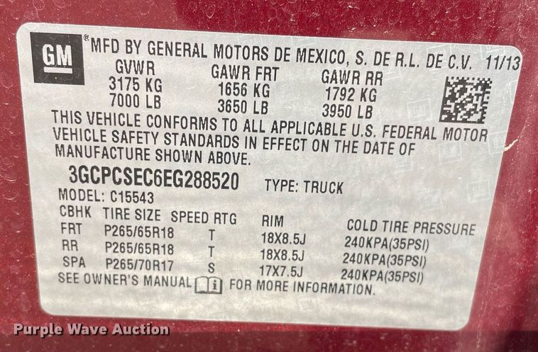 image for item ME9933 2014 Chevrolet Silverado 1500  Crew Cab pickup truck