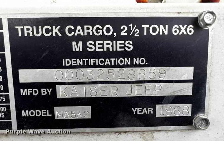 image for item MF9855 1968 Kaiser Jeep M35A2  truck cab and chassis