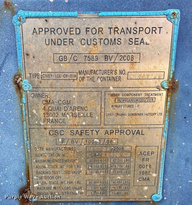 image for item MG9309 2008 Civet CIVET-1CC-CP-01A  shipping container