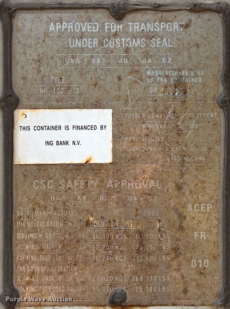 image for item MG9310 2006 Guangdong Hyundai Mobis Co HP-1CC-573  shipping container