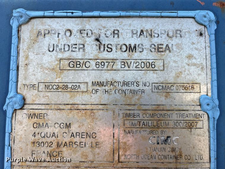 image for item MG9311 2007 CIMC NOC2-28-02A  shipping container