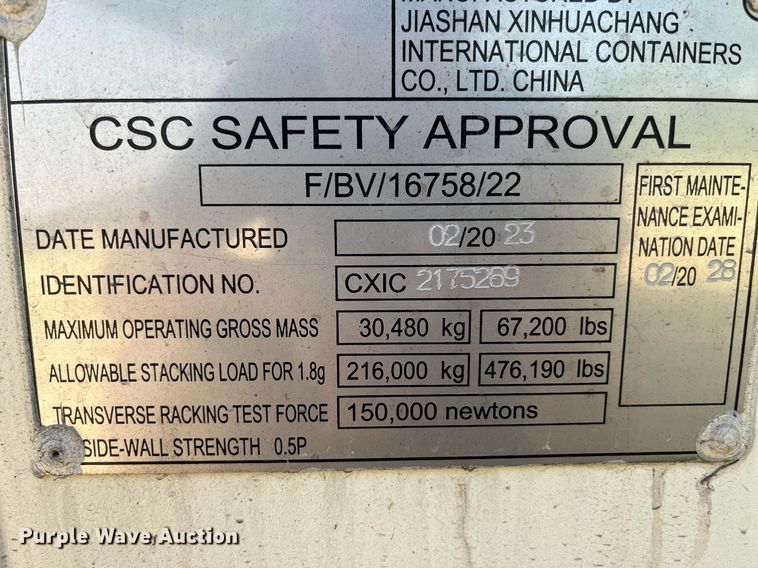 image for item MG9312 2023 Jiashan Xinhuachang International Containers Co CX22-41HCSO02  shipping container