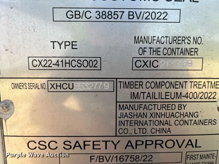 image for item MG9312 2023 Jiashan Xinhuachang International Containers Co CX22-41HCSO02  shipping container