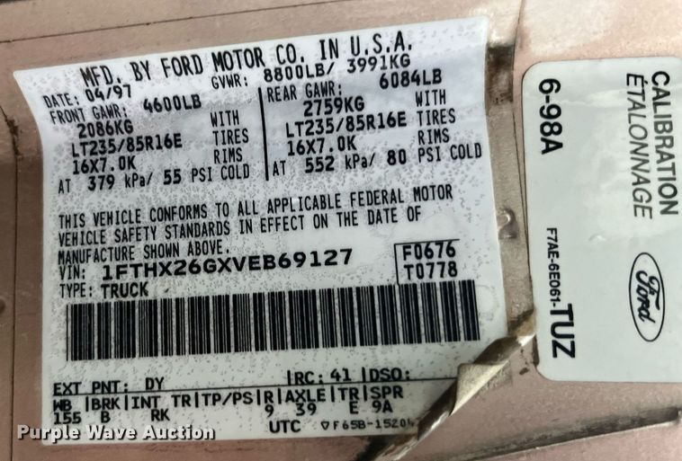 image for item MG9338 1997 Ford F250 Heavy Duty  SuperCab pickup truck