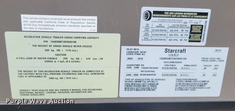 image for item ML9531 2019 Starcraft Mossy Oak Bunkhouse  camper