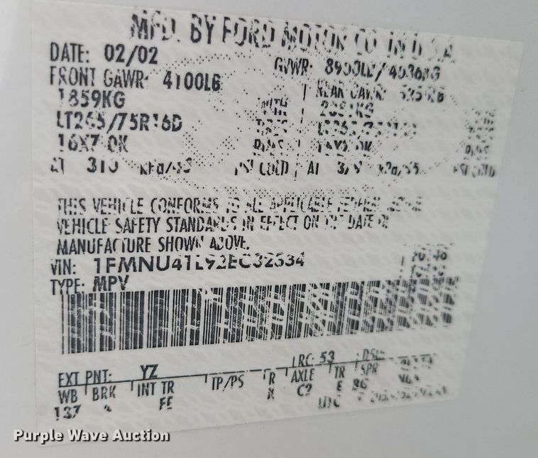 image for item MO9954 2002 Ford Excursion  SUV