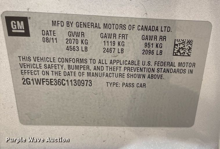 image for item MS9556 2012 Chevrolet Impala