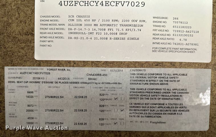 image for item OC9014 2014 Forest River Charleston  RV