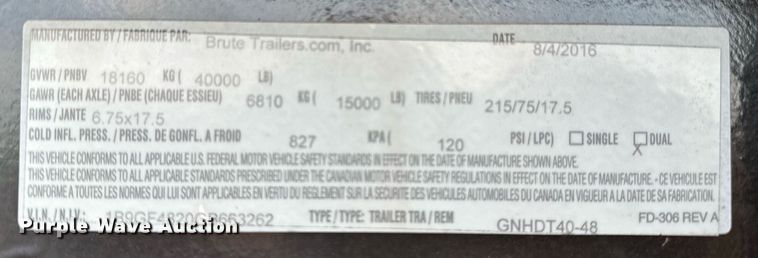 image for item OC9068 2016 Brute  tilt deck equipment trailer