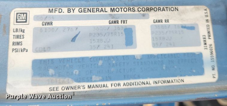 image for item OK9559 1984 GMC K1500 High Sierra  pickup truck