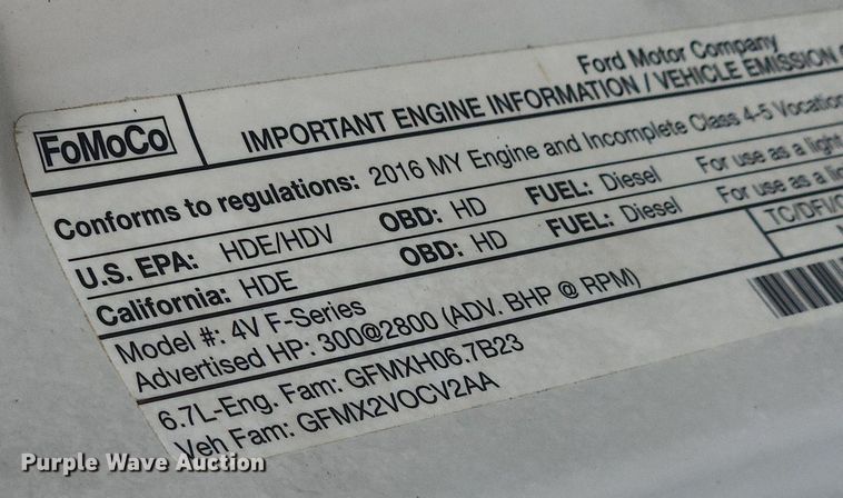 image for item OK9562 2016 Ford F450 Super Duty XL  flatbed truck