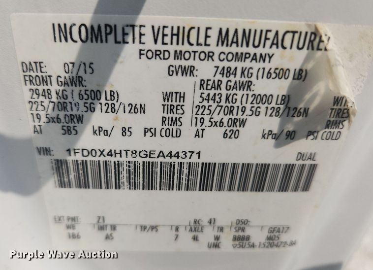 image for item OK9562 2016 Ford F450 Super Duty XL  flatbed truck