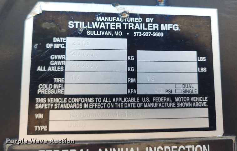 image for item OK9584 2019 Stillwater  dump trailer