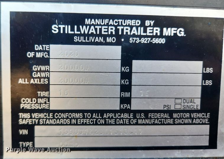 image for item OK9586 2020 Stillwater  dump trailer