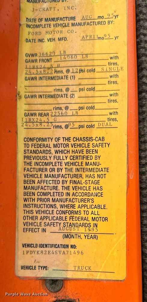 image for item AF9661 1995 Ford L8000  dump truck